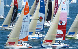 fleet of racing yachts